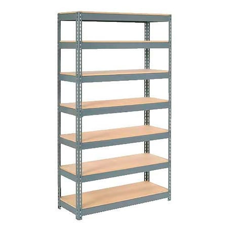 Global Industrial Extra Heavy Duty Shelving 48W x 24D x 84H With 7 Shelves, Wood Deck, Gry B2297372